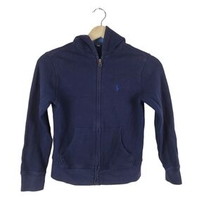 Polo‎ Ralph Lauren Waffle Knit Jacket Boys Small 8 Blue Hooded Long Sleeve